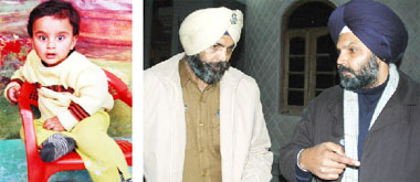 Three-year-old Gappu (left) who was kidnapped; SSP Naunihal Singh giving instructions to DSP Parminder Singh at the boy�s house in Model Town