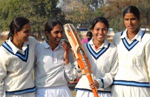 Members of the women�s cricket team of the Government Rajindra College.