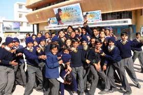 Schoolchildren find it difficult to conceal their exuberance after watching the movie �Taare Zameen Par� in Bathinda. The film�s child actor, Darsheel Safary, it seems, has found a fan following among the kids. 