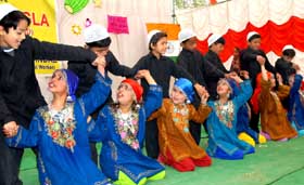 Students of the R.B. DAV Senior Public School participating in a cultural event at the annual day function of the school on Monday. 