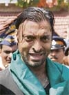 Shoaib Akhtar leaves the revered 15th century Haji Ali shrine in Mumbai on Monday. 