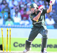 Andrew Symonds is bowled by Ishant Sharma during the one-day international in Sydney.