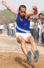 An athlete in action during meet of Giani Zail Singh College of Engineering and Technology in Bathinda on Monday. 