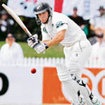 New Zealand's Jamie How plays a shot during the first day of the first Test against England in Hamilton