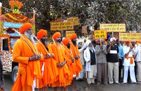 An awareness rally under the leadership of �Panj Pyaras� being carried out in Bathinda against female foeticide, intoxication, superstition, dowry and other social evils