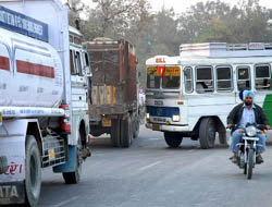 Driving on the Bathinda-Goniana road near the Rose Garden has become hazardous as one lane has been closed for vehicular traffic.