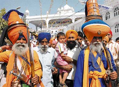 GURU KI FAUJ: Nihangs participate in Hola Mohalla at Anandpur Sahib on Friday