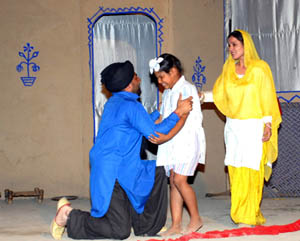 A scene from �Parinde jaan hun kithe� of playright Dr Sahib Singh. The play was staged by Venus Art Theatre at an open air theatre in Bathinda on Sunday. 