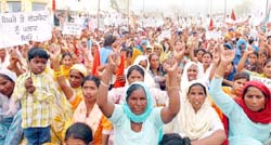 Landless peasants staging rally in support of their several demands in Lambi