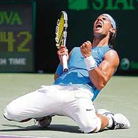 Rafael Nadal in action against Tomas Berdych on Friday.