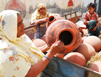 With the mercury beginning to rise, the sale of earthen pots is also picking up to store cool water.