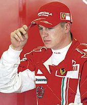 Ferrari's Formula One driver Kimi Raikkonen of Finland is seen inside Ferrari's box during a training session ahead of the Spanish F1 Grand Prix at Catalunya's racetrack in Montmelo, near Barcelona on April 17. The Spanish Grand Prix is scheduled for April 27.