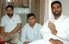 District BJP leaders addressing mediapersons at the Circuit House in Bathinda on Sunday. 