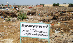 A portion of the grain market in Barnala has been turned into a garbage dumping ground by residents of the town.