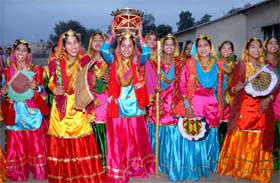 Students of the Army School, Bathinda, presenting jaago at the silver jubilee celebrations of the AWES