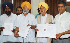 SAD (B) leaders releasing the list of candidates for the forthcoming Zila Parishad elections at the Circuit House in Bathinda