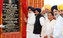 Chief Minister Parkash Singh Badal laying the foundation stone of the State Institute of Hotel Management at Bathinda on Wednesday. 