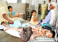 The children, among the six injured, undergoing treatment at the Civil Hospital, Bathinda, on Sunday.