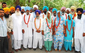 The elected members of the Khyaliwala village panchayat who were chosen unanimously on Friday. 