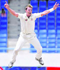 Australia bowler Brett Lee screams after dismissing by LBW West Indies batsman Denesh Ramdin during the Digicel Home Series at the Sir Vivian Richards Cricket Grounds in St. John's, Antigua, on Monday.
