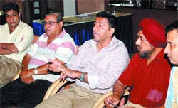 Members of the Box Manufacturing Association of Punjab at a press conference in Jalandhar