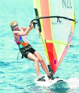 New Zealand's Barbara Kendall competes in the women's Mistral event at the Olympic Sailing venue during the Athens 2004 Olympic Games, in this August 25, 2004 file photo. Juggling the different demands of life has become second nature to windsurfer Kendall as she prepares for her fifth Olympics