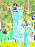 Zaheer Khan celebrates the dismissal of Chamara Kapugedara during the second ODI between Sri Lanka and India in Dambulla on Wednesday.