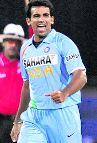 Yuvraj Singh plays a shot during practice session at the R. Peremadasa Stadium on Monday. Pace spearhead Zaheer Khan (R), who has been the most successful bowler from the side in the series, will be required to keep up the momentum as India look to wrap up the series on Tuesday. 
