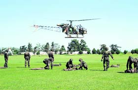 Army personnel during an exercise at Annandale in Shimla