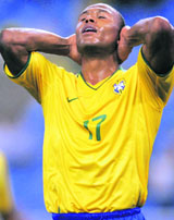 Brazil�s Julio Baptista reacts against Bolivia in a World Cup 2010 qualifying soccer match in Rio de Janeiro on Wednesday. The match ended in a goalless draw.