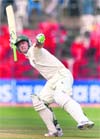 Ricky Ponting gestures after scoring a century during the first day of the first Test between India and Australia at the M. Chinnaswamy Stadium in Bangalore on Thursday. � AFPPonting proves Greg right