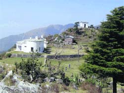 The house where George Everest lived and his observatory on a hilltop