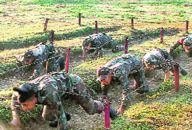 IMA cadets in action during the obstacle training competition.