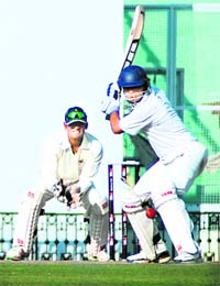 Punjab�s Ravneet Ricky plays a shot during their Ranji Trophy match against Rajasthan in Mohali