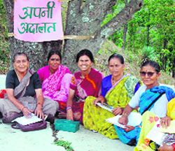 A women adalat in progress at Dhari in Yamkeshwar block of Pauri Garhwal district.