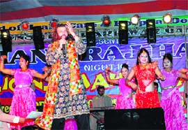 Punjabi folk singer Hans Raj Hans performs at the Lions Club Charity Nite at Haridwar. 