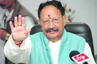 Chief MInister B.C.Khanduri at a press conference in Dehradun on Wednesday.