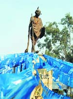 Jammu painted blue: Pamphlets put up by parties dot the entire city.