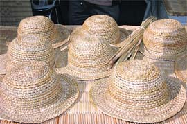 Manipuri hats displayed at the khadi festival. 