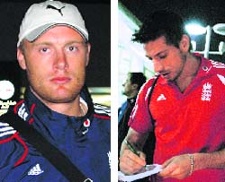 Andrew Flintoff and fast bowler Sajid Mahmood