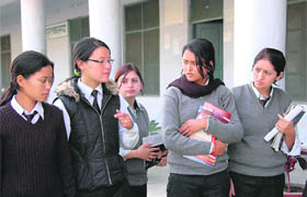 Sikkimese students on their way to college.