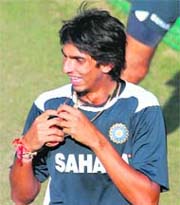 Sachin Tendulkar and Ishant Sharma at the nets in the PCA Stadium in Mohali preparing for the second Test against England slated to begin from Friday.
