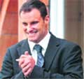 England�s Test captain Andrew Strauss poses for photographs following a press conference at Lord�s Cricket Ground, in London,