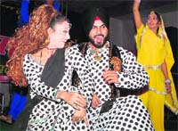 Punjabi artistes perform at the Lohri Mela in Haridwar.