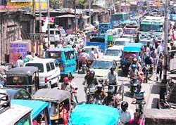 Traffic congestion in Dehradun.
