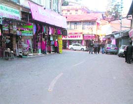 The deserted Mall Road in Mussoorie.