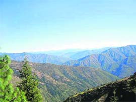 A panoramic view of Chakrata hills in Dehradun district.