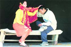 A scene from the play, �Muabje�, staged by undertrials in Kaithu jail.
