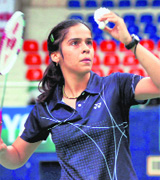 Saina Nehwal serves against Hung Yong Chan of Hong Kong at the Yonex Sunrise India Open 2009 in Hyderabad on Thursday. Saina won the match 21-8, 21-8.