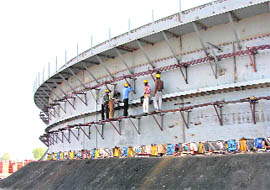 Work in full swing at the Bathinda refinery on Tuesday.